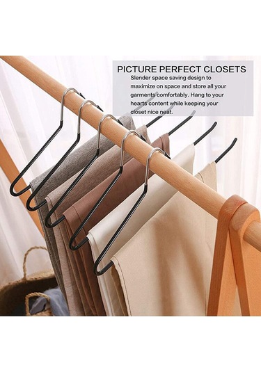 Cbtx 10 Adet 29 Cm Z Şekilli Pantolon Askısı Kaz Elbise Kaymaz Depolama Rafları Ters-siyah Siyah