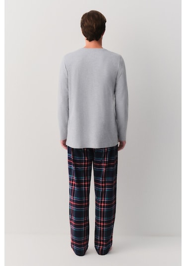 Suwen Teddy Bear Erkek Pijama Takımı Sh262366601352 Lacivert Ekose