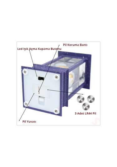 Uçuşan Simli,12,5cm X 5cm Led Işıklı Astronot Fener Küre - A