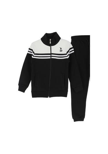 Erkek Çocuk Eşofman Takım-3 İplik Şardonlu-fermuarlı-hakim Yaka 12-16 Yaş 12381 Siyah