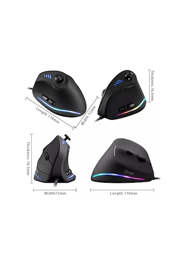 Zelotes C-18 10000 DPI Dikey Ergonomik Optik Oyuncu Mouse