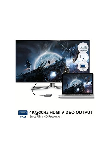 Xuweiwei 4k Hdtv Vga Pd Sarj Ve Ssd Yuvasi 4ü 1 Arada Usb C Hub Adaptörü Nintendo Switch Macbook