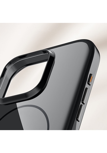 İphone Uyumlu 16 Pro Max Kılıf Magsafe Şarj Özellikli Wlons Frego Kapak Siyah