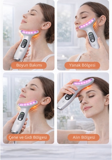 Ems Yüz Boyun Gerdirme Cihazı Isıtmalı Led Işık Terapi Masaj Aleti