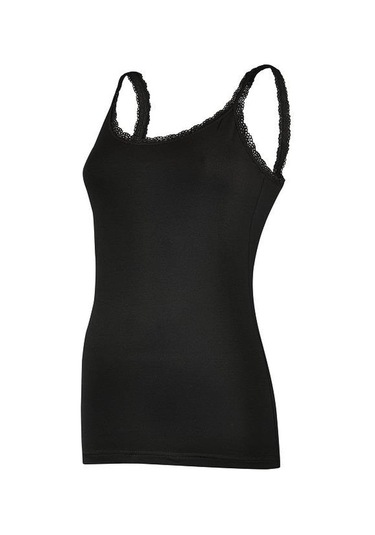 6 Adet Yıldız Kadın Likralı İnce Dantelli Askılı Atlet Siyah 2271 001