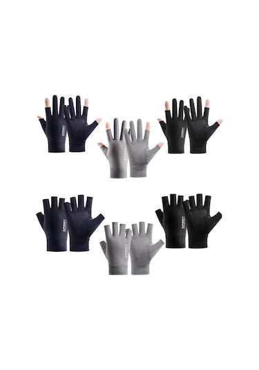 Güneş Koruyucu Eldiven Balıkçılık Kaymaz 2 Yarım Parmak Eldiven 001