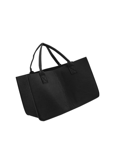 Xurunkeji Şömine Odun Keçe Saklama Çantası Sepet Dergi Rafı Odun Cebi, Keçe Katlanabilir Odun Tutucu Sepet Siyah Siyah