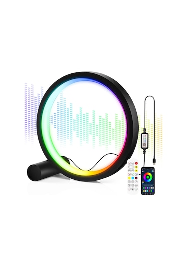 Hymark 10 İnç Akıllı Rgb Masaüstü Müzik Ritim Gece Lambası 25cm A