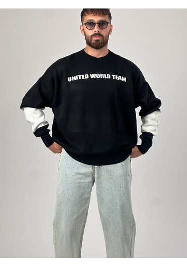 Oversize Siyah New York Erkek Triko Sweat Coc1043 Siyah