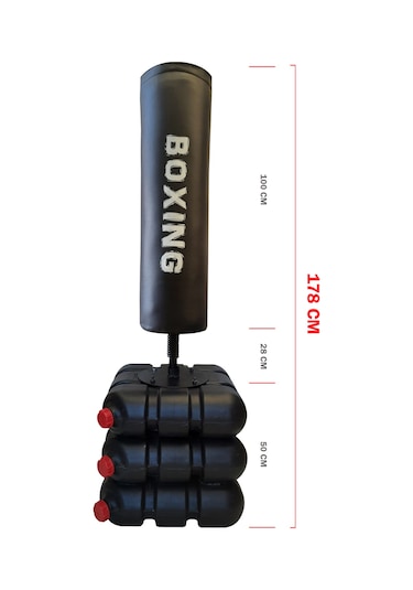 Devrilmez Ayaklı Büyük Boks Vurma Standı 178 CM Siyah