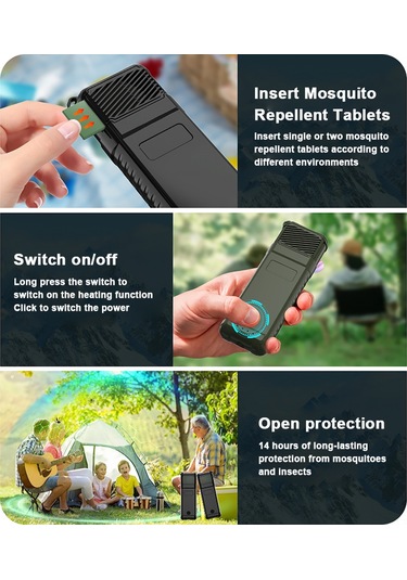 Springsun Taşınabilir Sivrisinek Kovucu - Çift Taraflı Isıtma, 5000mah Pil Ve Su Geçirmez Tasarım 110 Karakter Ordu Yeşili