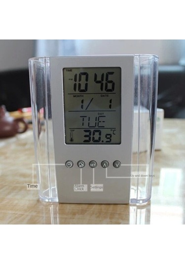 Goldenqian Sürekli Takvim Kalem Saati Elektronik Kalem Saat Silindiri Txjyks Siyah