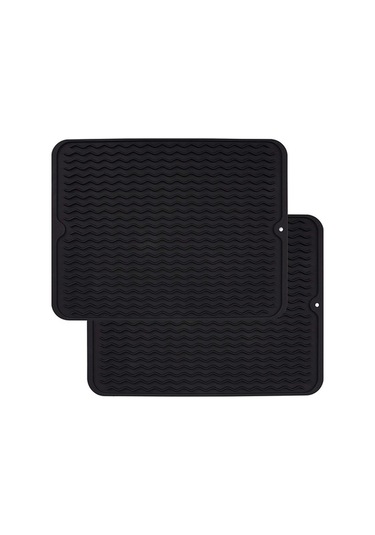 Ulzyvf Silikon Mutfak Matı - 40x30 Cm, Isıya Dayanıklı, 2 Adet Siyah