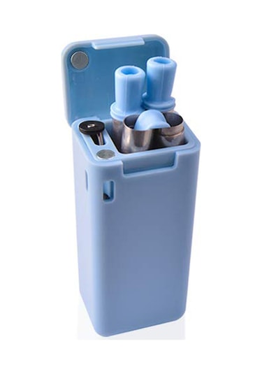 Qingmipy Katlanabilir Paslanmaz Çelik İçecek Pipeti - Taşınabilir, Yeniden Kullanılabilir, Pratik Saklama Kutusu İle Mavi