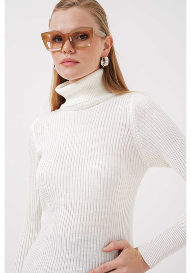 Gabria Fitilli Balıkçı Yaka Kazak beyaz