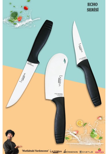 Eco Serisi Mutfak Bıçak Seti Et Ekmek Sebze Pizza Salata Bıçağı Siyah