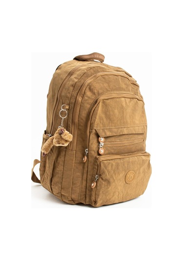 Ultra Hafif Çok Cepli Krinkıl Sırt Çantası Unisex Taba Model: 571-3b - Taba