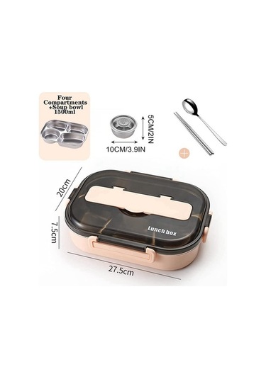 Ulzyvf Yemek Termos Seti Pembe Paslanmaz Çelik Bölmeli 304 1.5l Yemek Kabı Mürdüm