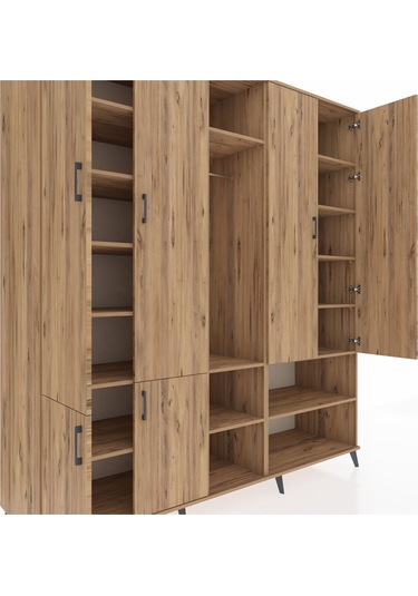 Kronos Dolap 15 Raflı 5 Kapaklı Tek Askılı 220x59x243 Çam-çam/çam Atlas Çam/atlas Çam