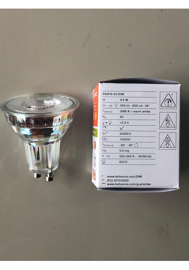 3 Adet Ledvance Gu 10 Dimli Led 4.5w 50w 350 Lümen 3000 Kelvin