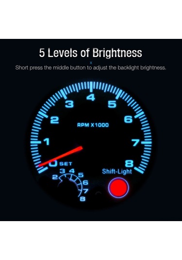 Yifomall Evrensel 3.75" Araç Takometre - Mavi Arka Işık, 0-8000 Rpm, 12v Benzinli Araçlar İçin