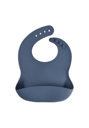 Jojobebek Silikon Vakumlu Kase, Silikon Çatal-kaşık, Silikon Pipetli Bardak, Çerez Kapağı, Önlük / Lacivert