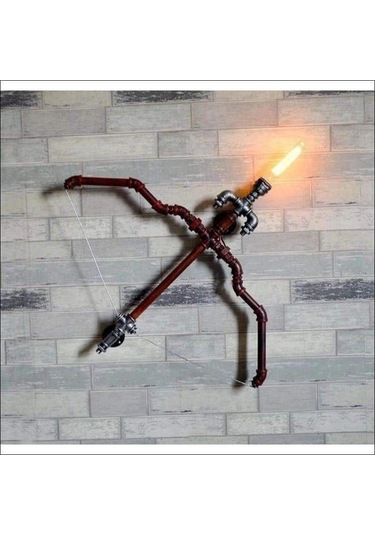 Ok Ve Yay Endüstriyel Lamba, Vintage El Yapımı Diriliş Ok Yay Duvar Apliği Dekoratif Lamba Siyah