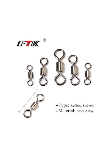 50 Adet/grup Döner Bilyalı Rulman Balıkçılık Döner Katı Döner Güvenlik Yapış Halka Döner Sazan Balıkçılık Aksesuarları 1/0-50pcs