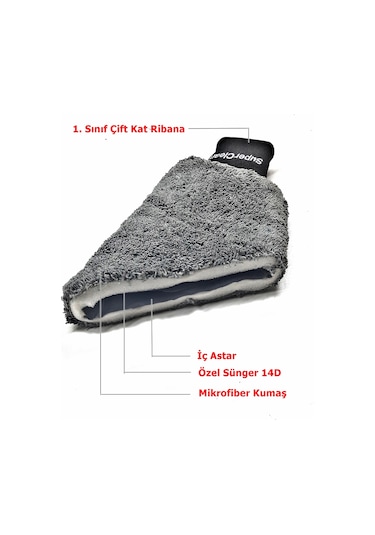 MF SuperClean Mikrofiber Lüks Araç Yıkama Eldiveni