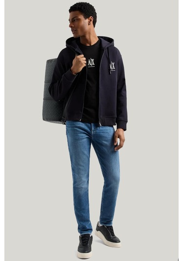 Erkek Regular Fit Fermuarlı Kapüşonlu Sweatshirt - Lacivert Deep Navy