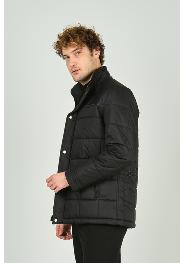 Daynax Erkek Hakim Yaka Çıtçıt Ve Fermuar Kapamalı Uzun Kaban 2500 Siyah Siyah