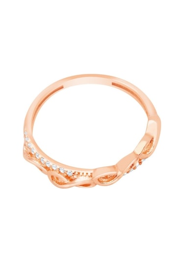 Diamond Line - Gülaylar - Pembe Altın 14 Ayar Sonsuzluk Yüzük