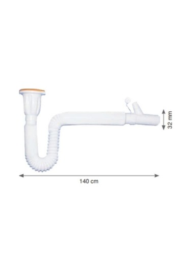 Körüklü Lavabo Sifonu Uzun Tahliyeli