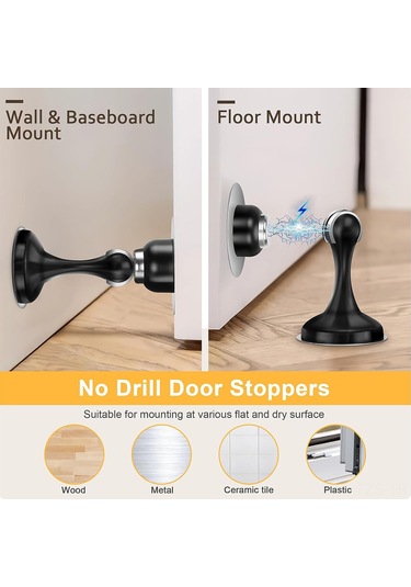 Fosenze Magneetik Kapı Durdurucu, Zıplama Ve Gürültüyü Azaltır, Duvarı Ve Kapıyı Korur, Delme Olmadan Kurulum, Ev Ofis Otel İçin, Siyah