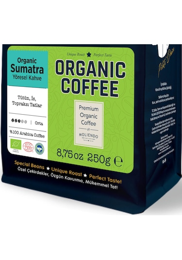 Moliendo Organic Indonesia Sumatra Yöresel Çekirdek Kahve 250 G