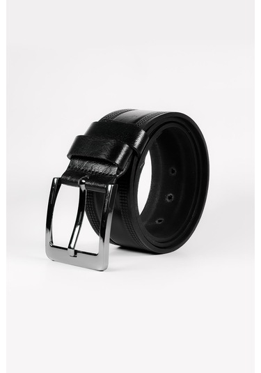 Mergenshoes Siyah Hakiki Deri Erkek Kot Pantolon Kemeri Ka03 001