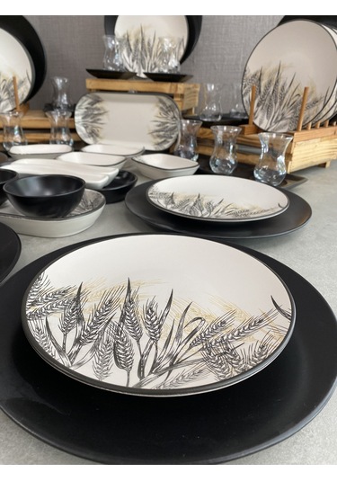 Keramika Takım Kahvaltı Mat Başak Renkli 59 Parça 12 Kişilik