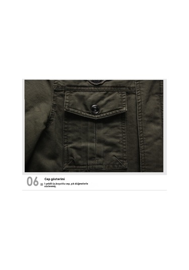 Erkek Askeri Pamuklu Ceket Haki