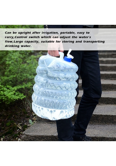 Xiyyadms 15l Taşınabilir Pe Katlanabilir Su Torbası, Kapaklı, Akış Kontrolü, Kamp-piknik-doğa Aktivitesi İçin Güvenilir Ve Yeniden Kullanılabilir Şeffaf