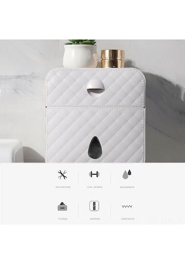 Xindoker Duvar Montajlı Abs Tuvalet Kağıdı Dispenseri - 360 Su Geçirmez, Üst Raf Ve Çekmeceli Depolama, Hassas Kesim Açısı, Deliksiz Yapıştırıcı İle Kolay Kurulum Beyaz Diğer