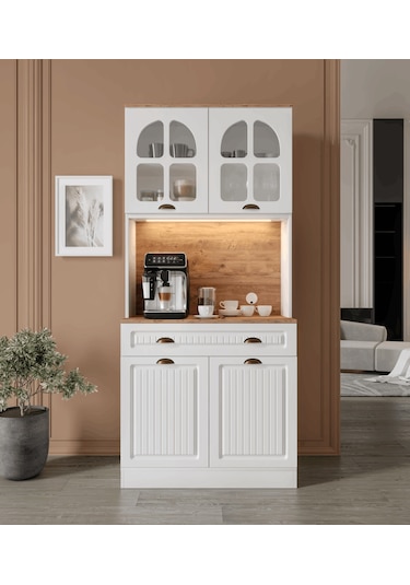 Guneystore Efes 2 Kapaklı Kahve Köşesi 93 Cm Mdf Ledli