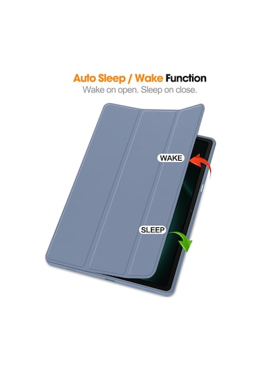 Samsung Uyumlu Galaxy Tab S9 Fe Kılıf Üç Katlı Stand Kalem Yuvası Tablet Deri Kapak