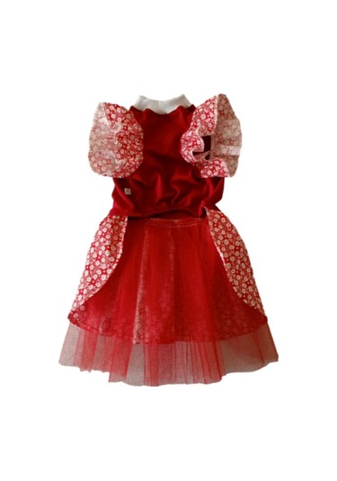 Gobo Çiçek Desenli Papyonlu Kedi Köpek Kıyafeti Elbisesi