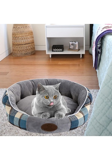 Suntek Sıcak Kafes Kediler Köpekler Yatak Kısa Peluş Mavi