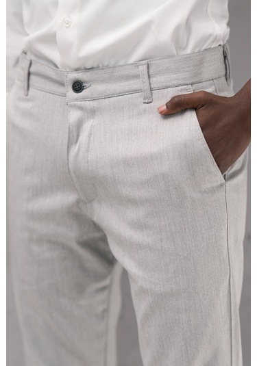 Slimfit Pamuklu Likralı Esnek Mevsimlik Kumaş Pantolon gri