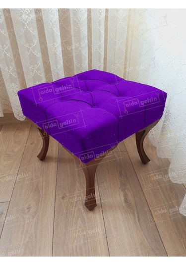 Kapitoneli Makyaj Pufu Ayak Ucu Puf Ceviz Ayak 45 45 Lila