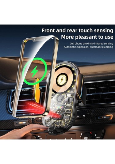 Altın Yeni Şeffaf Manyetik Araç Navigasyon Destek Çerçevesi Araba 66w Kablosuz Şarj Cihazı Süper Hızlı Şarj Araç Telefonu Tutucu