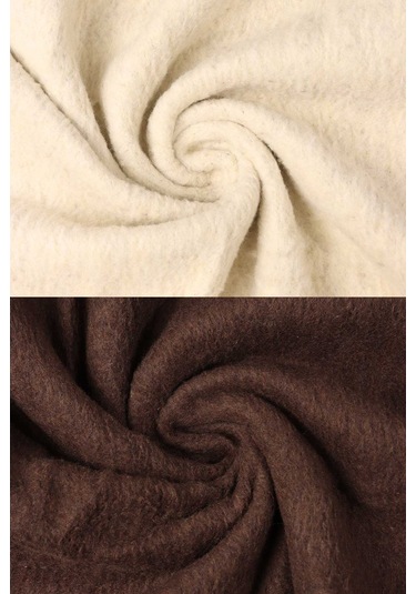 Yeşilhome Çift Kişilik Pamuk Battaniye, Çift Taraflı Battaniye Kahve-krem Kahverengi - Krem