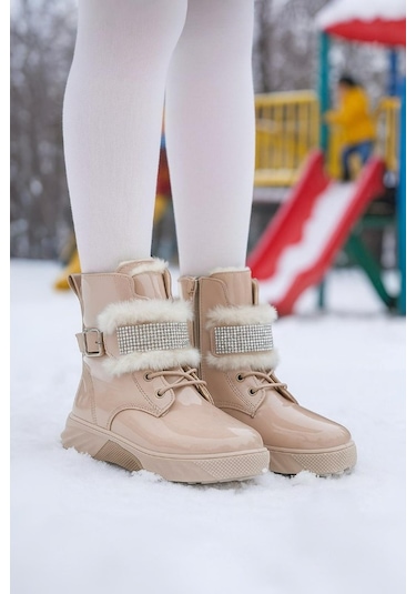 Günlük Kız Çocuk Rugan Bot Fermuarlı Lastik Bağcıklı Kürk Ve Taş Detaylı Kaymaz Taban Bootie 391 Bej-rugan Günlük Kız Çocuk Rugan Bot Fermuarlı Lastik Bağcıklı Kürk Ve Taş Detaylı Kaymaz Taban Bootie 391 Bej-rugan