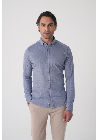 Bisse Erkek Uzun Kol Paşa Yaka Pamuk Örme Cepsiz Lacivert Gömlek Gmorm250001 D39 Lacivert